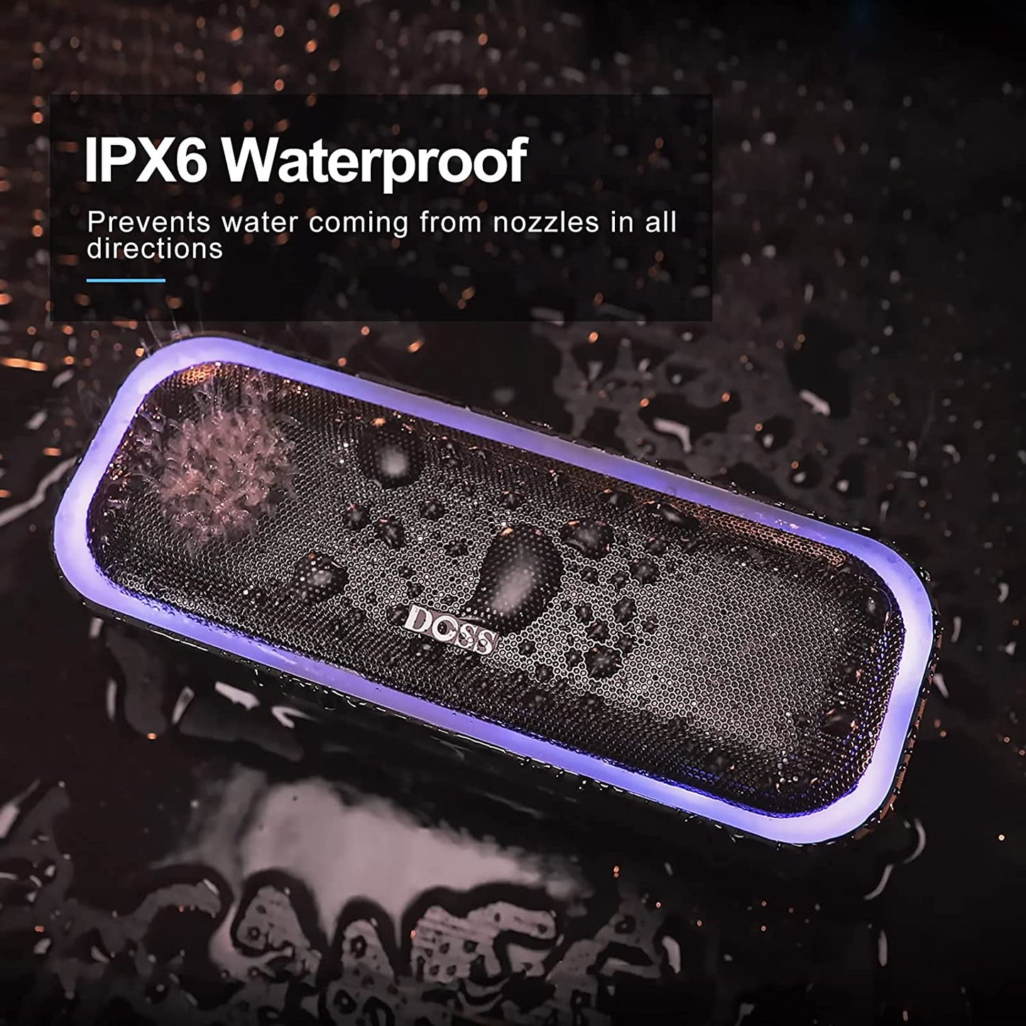 Bluetooth Speaker, Soundbox Pro Wireless Speaker with 20W Stereo Sound, Active Extra Bass, Bluetooth5.0, IPX6 Waterproof, Wireless Stereo Pairing, Multi-Colors Lights, 20Hrs Playtime -Blue