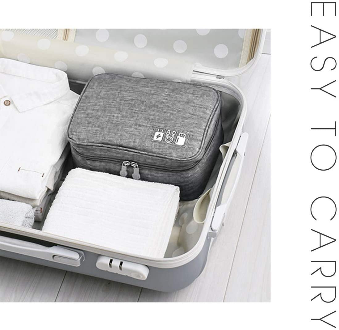 Electronics Organizer, Electronic Accessories Bag Travel Cable Organizer Three-Layer for Ipad Mini, Kindle, Hard Drives, Cables, Chargers (Two-Layer-Grey)