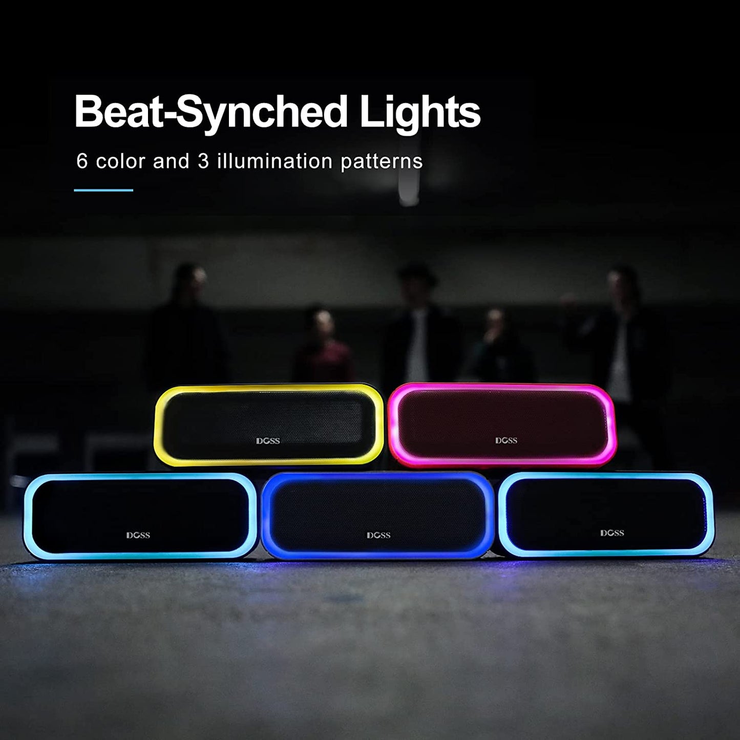 Bluetooth Speaker, Soundbox Pro Wireless Speaker with 20W Stereo Sound, Active Extra Bass, Bluetooth5.0, IPX6 Waterproof, Wireless Stereo Pairing, Multi-Colors Lights, 20Hrs Playtime -Blue