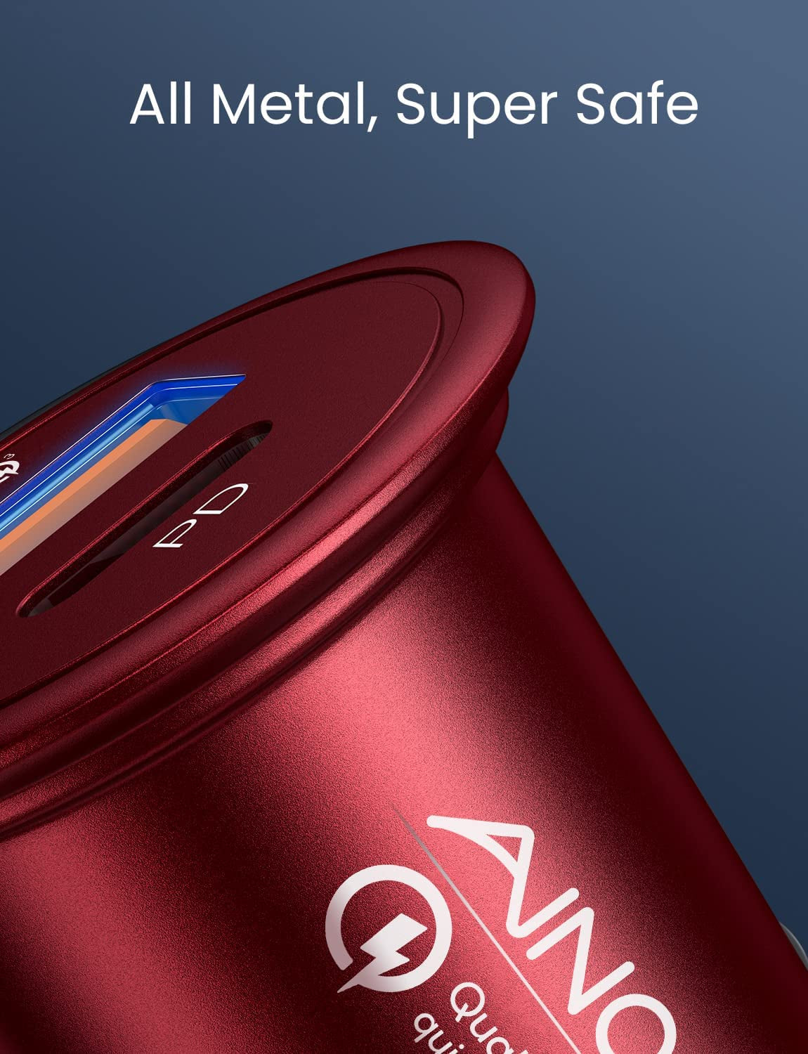 USB C Car Charger Super Mini All Metal 36W Fast USB Car Charger PD&QC 3.0 Dual Port Car Adapter Compatible with Iphone 12/12 Pro/Max/12 Mini/Iphone 11/Pro/Max/Xr/Xs/Max/8, Galaxy S21/20/10-Red