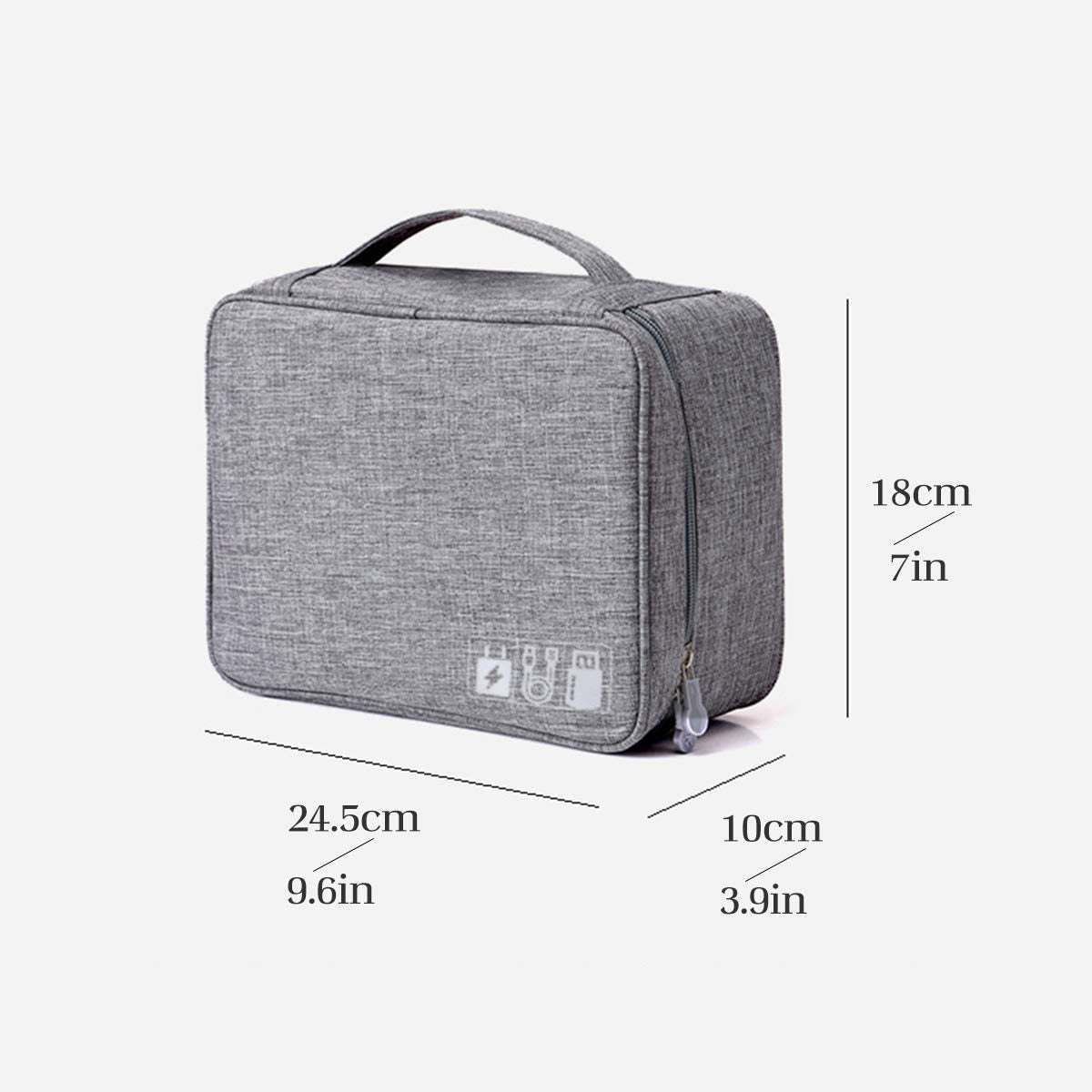 Electronics Organizer, Electronic Accessories Bag Travel Cable Organizer Three-Layer for Ipad Mini, Kindle, Hard Drives, Cables, Chargers (Two-Layer-Grey)