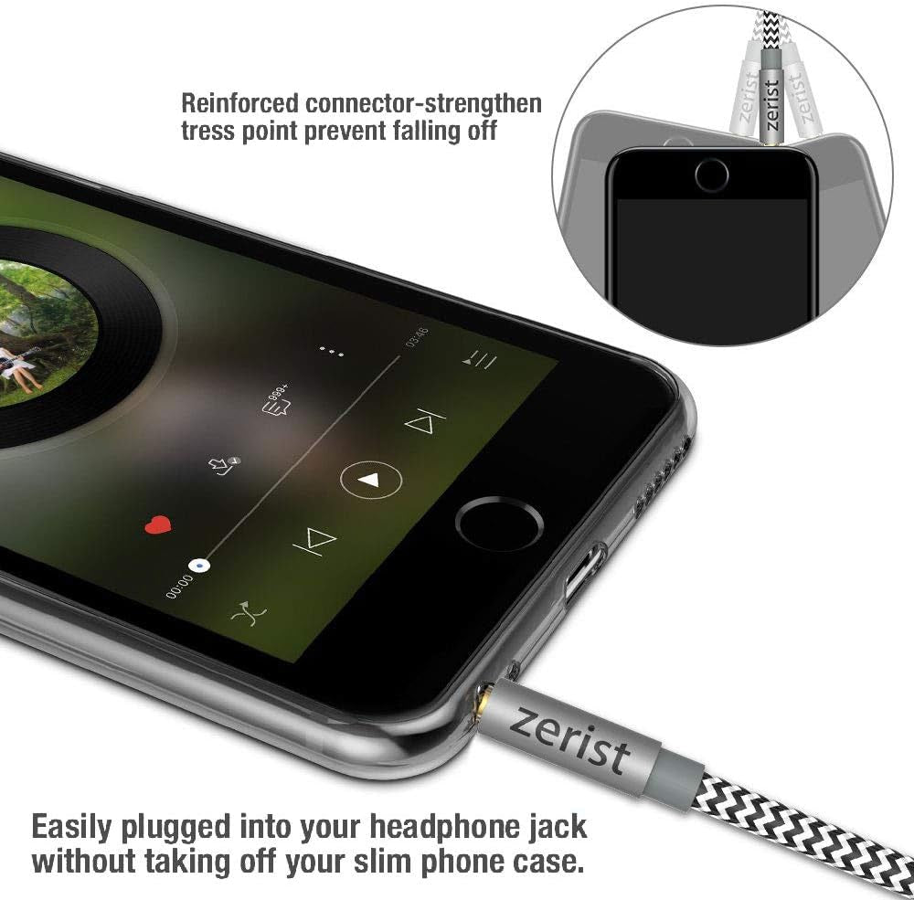 2 Pack 3.5Mm Stereo Audio Cable Extension Male to Male Nylon Braided 10Ft/3M Tangle-Free AUX Cable for Headphones, Ipods, Iphones, Ipads, Home/Car Stereos and More (Black)