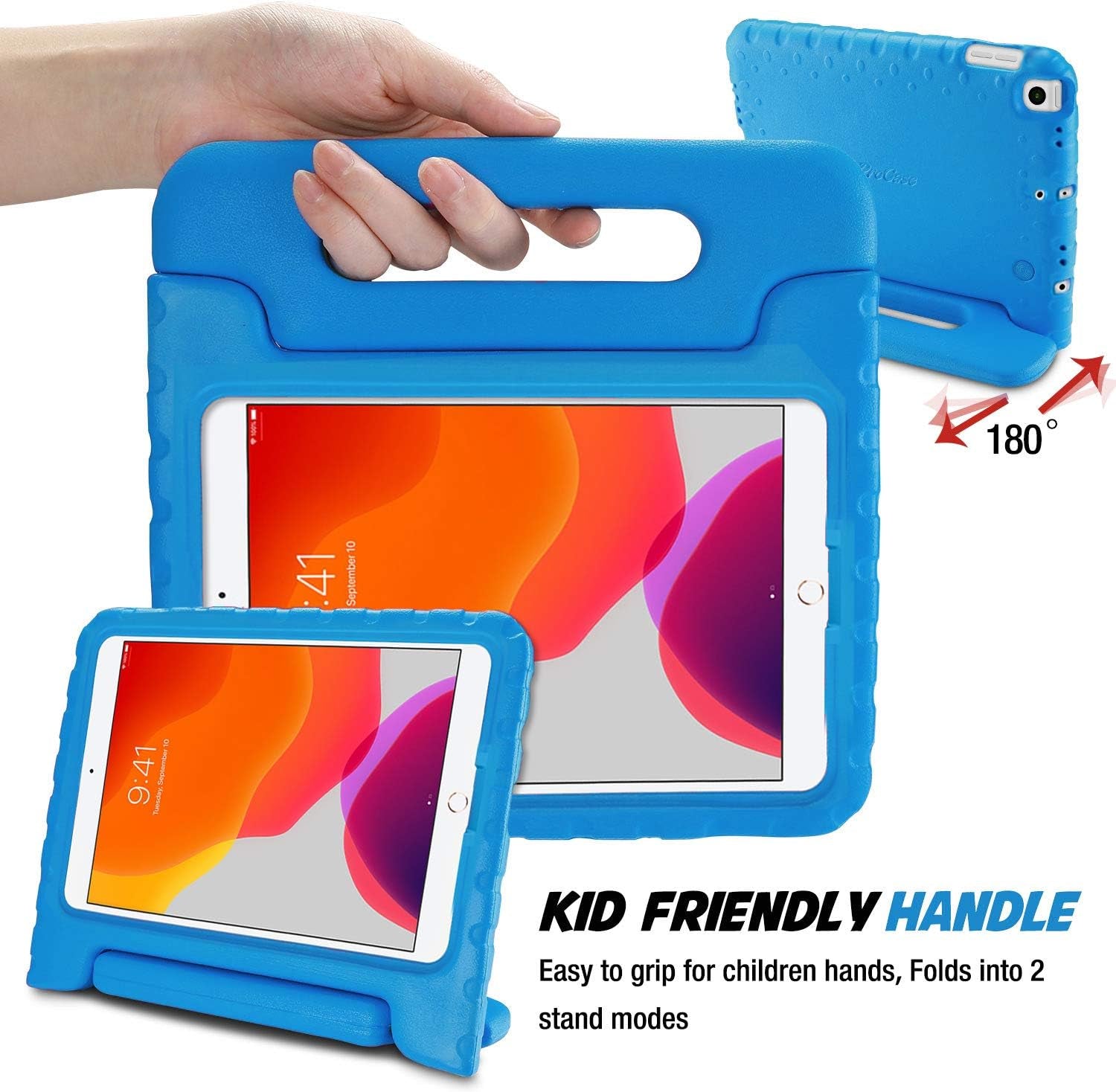 Kids Case for Ipad 9Th Generation/Ipad 8/Ipad 7, Ipad 10.2 Case 2021 2020 2019/Ipad Air 10.5/Ipad Pro 10.5 Kids Case, Shockproof Lightweight Case with Convertible Handle Stand-Blue