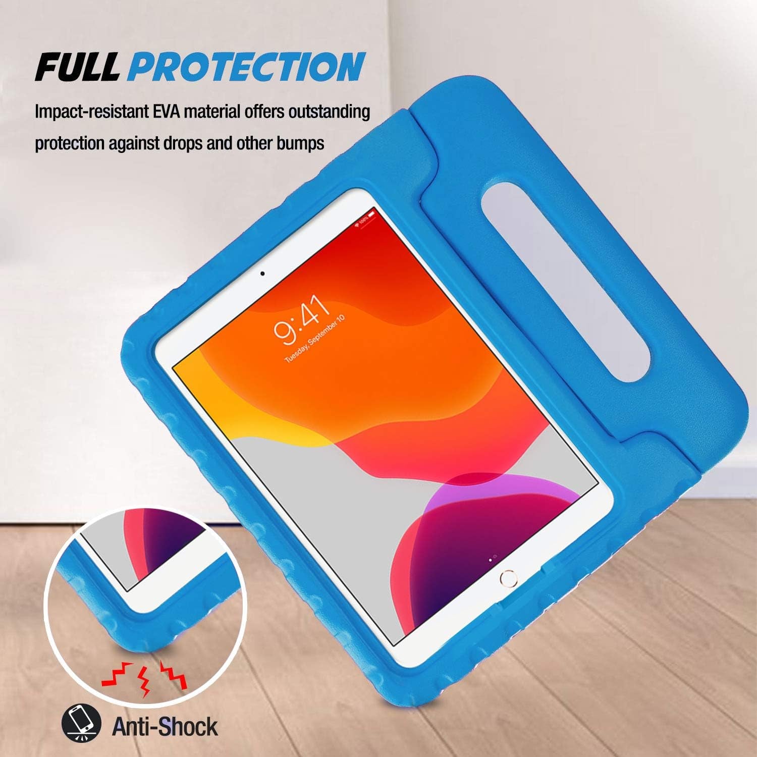 Kids Case for Ipad 9Th Generation/Ipad 8/Ipad 7, Ipad 10.2 Case 2021 2020 2019/Ipad Air 10.5/Ipad Pro 10.5 Kids Case, Shockproof Lightweight Case with Convertible Handle Stand-Blue