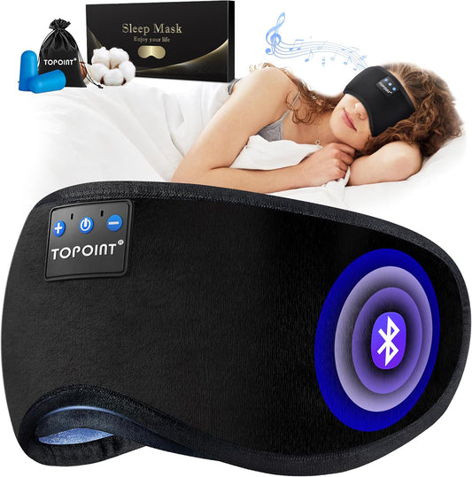Sleep Mask Headphones Wireless Bluetooth 5.2, Eye Mask for Sleeping Side/Back Sleepers Travel Music Headsets with Microphone Handsfree Men Women Girls Gifts