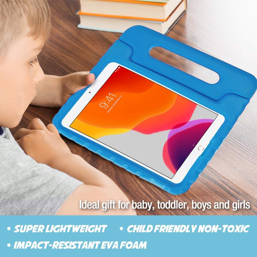 Kids Case for Ipad 9Th Generation/Ipad 8/Ipad 7, Ipad 10.2 Case 2021 2020 2019/Ipad Air 10.5/Ipad Pro 10.5 Kids Case, Shockproof Lightweight Case with Convertible Handle Stand-Blue